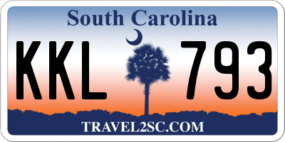 SC license plate KKL793