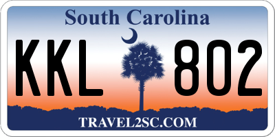 SC license plate KKL802
