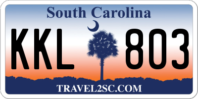 SC license plate KKL803