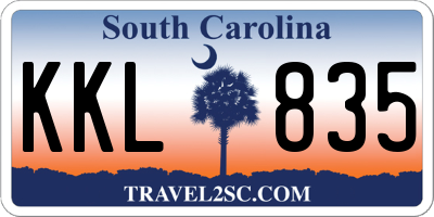 SC license plate KKL835