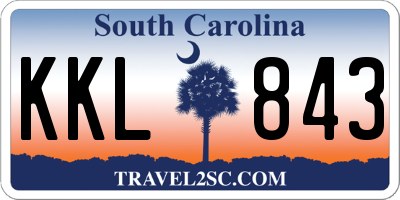 SC license plate KKL843