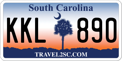 SC license plate KKL890