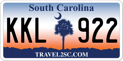 SC license plate KKL922