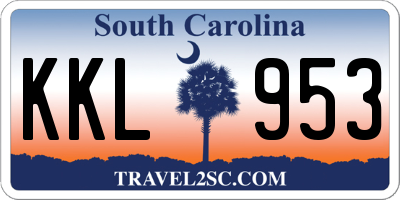 SC license plate KKL953