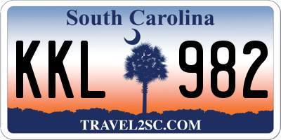 SC license plate KKL982
