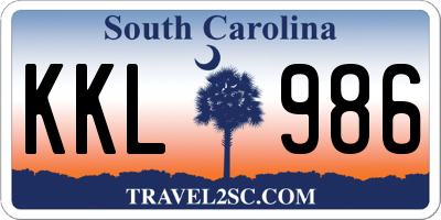 SC license plate KKL986
