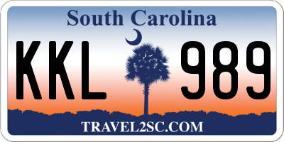 SC license plate KKL989
