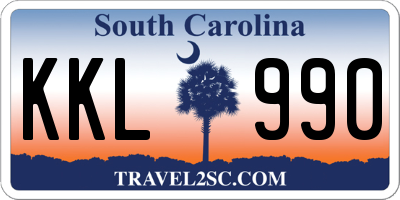 SC license plate KKL990