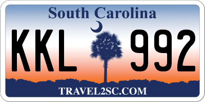 SC license plate KKL992