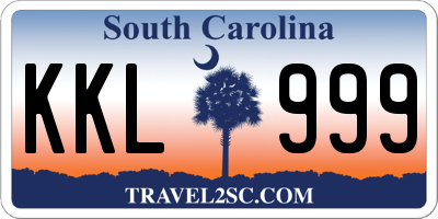 SC license plate KKL999