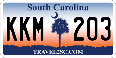 SC license plate KKM203