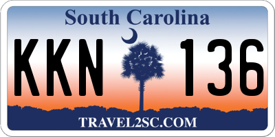 SC license plate KKN136