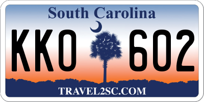 SC license plate KKO602