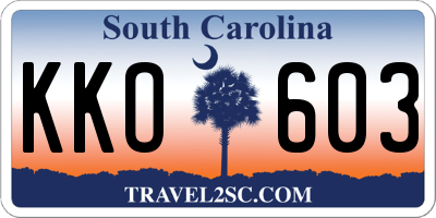 SC license plate KKO603