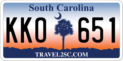 SC license plate KKO651