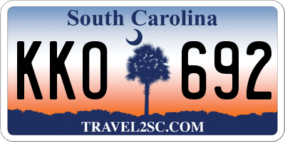 SC license plate KKO692