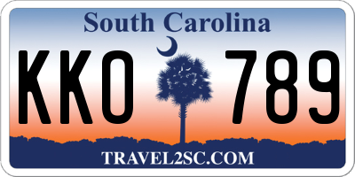 SC license plate KKO789