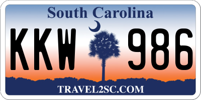 SC license plate KKW986