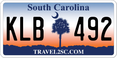 SC license plate KLB492