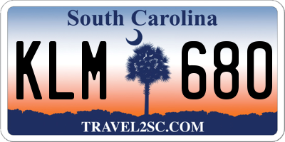 SC license plate KLM680