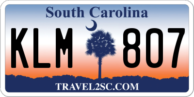 SC license plate KLM807