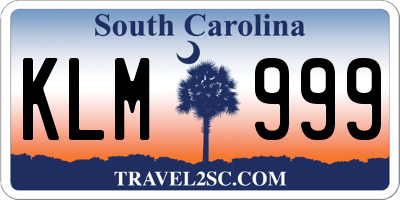 SC license plate KLM999