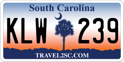 SC license plate KLW239
