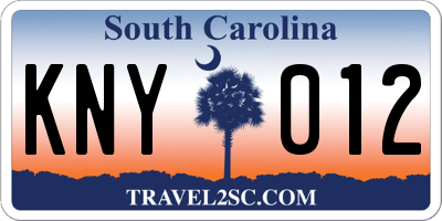 SC license plate KNY012