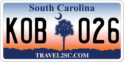SC license plate KOB026