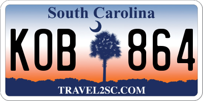 SC license plate KOB864