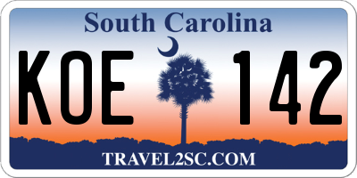 SC license plate KOE142