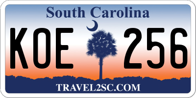 SC license plate KOE256