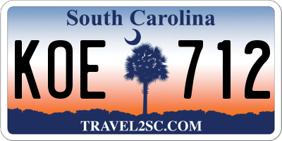 SC license plate KOE712