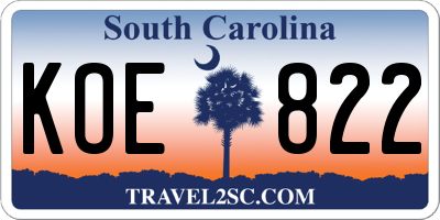 SC license plate KOE822