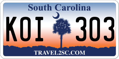 SC license plate KOI303