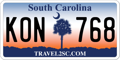 SC license plate KON768
