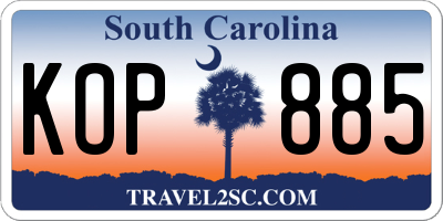 SC license plate KOP885