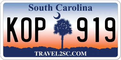 SC license plate KOP919
