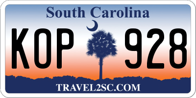 SC license plate KOP928