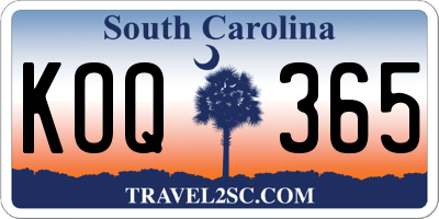 SC license plate KOQ365
