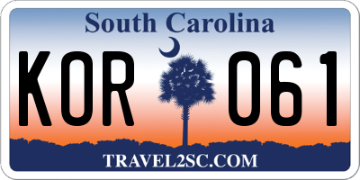 SC license plate KOR061