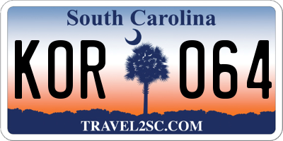 SC license plate KOR064