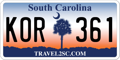SC license plate KOR361
