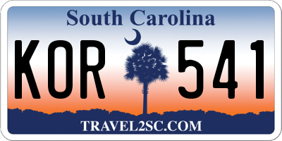 SC license plate KOR541