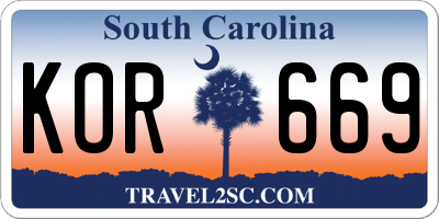 SC license plate KOR669