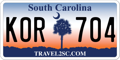 SC license plate KOR704