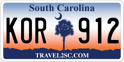 SC license plate KOR912