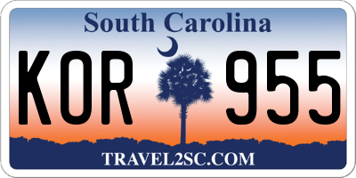 SC license plate KOR955