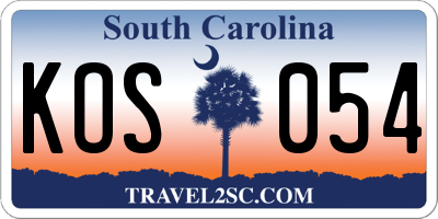 SC license plate KOS054