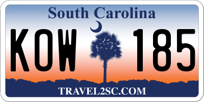 SC license plate KOW185